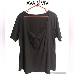 AVA & VIV plunging neckline short sleeve top